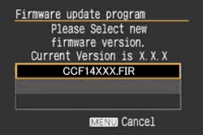 Update the firmware screen