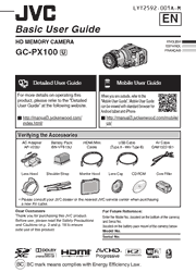 The cover of JVC GC-PX100 HD Camcorder Basic User Guide