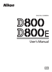 The cover of Nikon D800/D800E Digital Camera User Manual