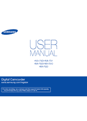 The cover of Samsung HMX-F90, HMX-F91, HMX-F900, HMX-F910, HMX-F920 Digital Camcorder User Manual