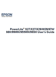 The cover of Epson PowerLite S27, X27, X29, W29, 97H, 98H, 99WH, 955WH, 965H Projector User Guide