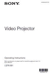 The cover of Sony LSPX-W1S 4K Projector Operating Instructions