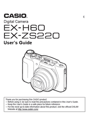 The cover of Casio EX-H60, EX-ZS220 Digital Cameras User Guide