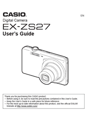 The cover of Casio EX-ZS27 Digital Camera User Guide