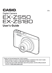 The cover of Casio EX-ZS50, EX-ZS180 Digital Cameras User Guide