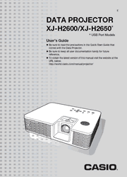 The cover of Casio XJ-H2600, XJ-H2650 Projectors User Guide