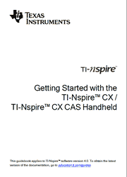 The cover of Texas Instruments TI-Nspire CX, TI-Nspire CX CAS Handheld Calculator Getting Started Guide