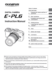 The cover of Olympus PEN E-PL6 Digital Camera Instruction Manual