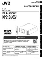 The cover of JVC DLA-X900R, DLA-X700R, DLA-X500R Projector Instructions