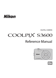 The cover of Nikon Coolpix S3600 Digital Camera Reference Manual