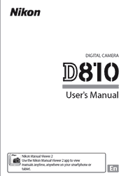 The cover of Nikon D810 Digital Camera User Manual