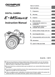 The cover of Olympus OM-D E-M5 Mark II Digital Camera Instruction Manual
