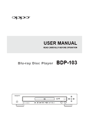 The cover of OPPO BDP-103 Blu-ray Disc Player User Manual