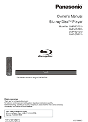 The cover of Panasonic DMP-BDT310, DMP-BDT215, DMP-BDT210, DMP-BDT110 Blu-ray Disc Player Owner’s Manual