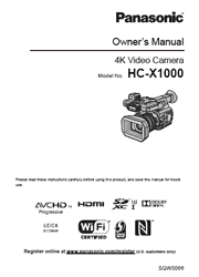 The cover of Panasonic HC-X1000 4K Camcorder Advanced Owner’s Manual