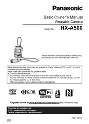 The cover of Panasonic HX-A500 Wearable Camcorder Basic Owner’s Manual