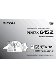 The cover of Pentax 645Z Digital SLR Camera Menu Reference