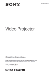 The cover of Sony VPL-HW40ES Video Projector Operating Instructions
