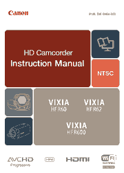 The cover of Canon VIXIA HF R60, HF R62, HF R600 Camcorder Instruction Manual
