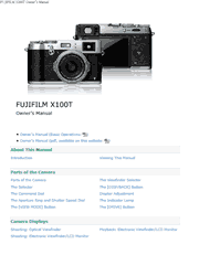 The cover of Fujifilm X100T Digital Camera Owner’s Manual
