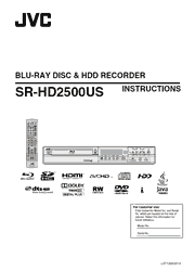 The cover of JVC SR-HD2500US Blu-ray Disc HDD Recorder Instructions