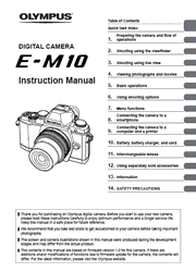 The cover of Olympus OM-D E-M10 Digital Camera Instruction Manual