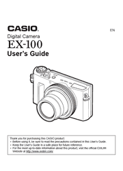 The cover of Casio EX-100 Digital Camera User Guide