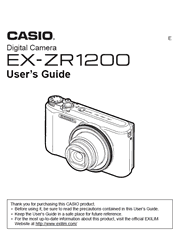 The cover of Casio EX-ZR1200 Digital Camera User Guide