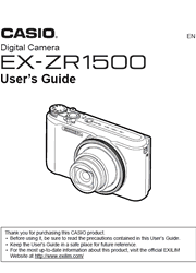 The cover of Casio EX-ZR1500 Digital Camera User Guide