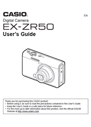 The cover of Casio EX-ZR50 Digital Camera User Guide
