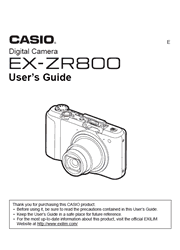 The cover of Casio EX-ZR800 Digital Camera User Guide
