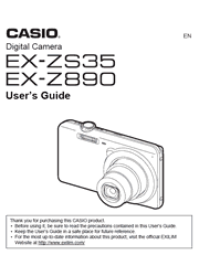 The cover of Casio EX-ZS35, EX-Z890 Digital Cameras User Guide
