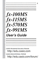 The cover of Casio fx-100MS, fx-115MS, fx-570MS, fx-991MS Calculators User Guide