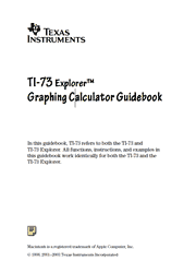 The cover of Texas Instruments TI-73, TI-73 Explorer Calculator Guidebook
