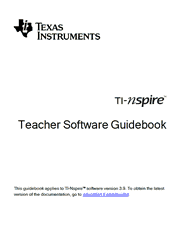 The cover of Texas Instruments TI-Nspire, TI-Nspire CAS Teacher Software Guidebook