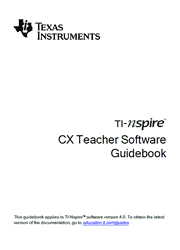 The cover of Texas Instruments TI-Nspire CX, TI-Nspire CX CAS Teacher Software Guidebook