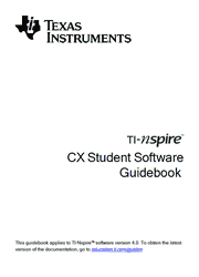 The cover of Texas Instruments TI-Nspire CX, TI-Nspire CX CAS Student Software Guidebook