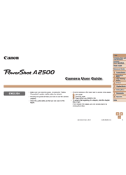 The cover of Canon PowerShot A2500 Digital Camera User Guide