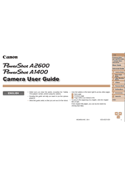 The cover of Canon PowerShot A2600, PowerShot A1400 Digital Cameras User Guide