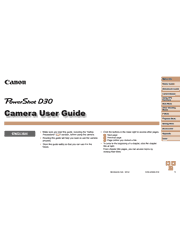 The cover of Canon PowerShot D30 Digital Camera User Guide