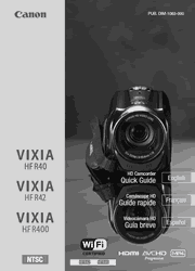 The cover of Canon VIXIA HF R40, VIXIA HF R42, VIXIA HF R400 Camcorders Quick Guide