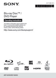 The cover of Sony BDP-S6500, BDP-BX650 Blu-ray Disc Players Operating Instructions