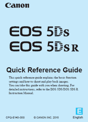 The cover of Canon EOS 5DS, EOS 5DS R Digital Cameras Quick Reference Guide