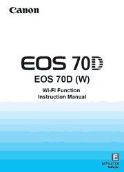 The cover of Canon EOS 70D (W/N) Digital Cameras Wi-Fi Function Instruction Manual