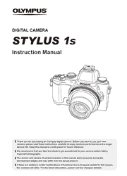 The cover of Olympus Stylus 1s Digital Camera Instruction Manual
