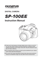 The cover of Olympus Stylus SP-100EE Digital Camera Instruction Manual