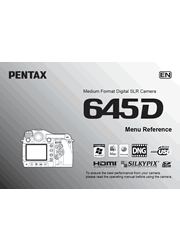 The cover of Pentax 645D Digital Camera Menu Reference