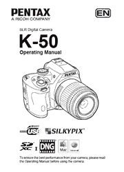 The cover of Pentax K-50 Digital Camera Operating Manual