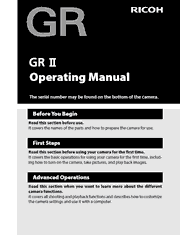 The cover of Ricoh GR II Digital Camera Operating Manual