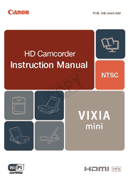 The cover of Canon VIXIA mini Camcorder Instruction Manual